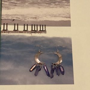 Crescent Moon & Crystal Earrings